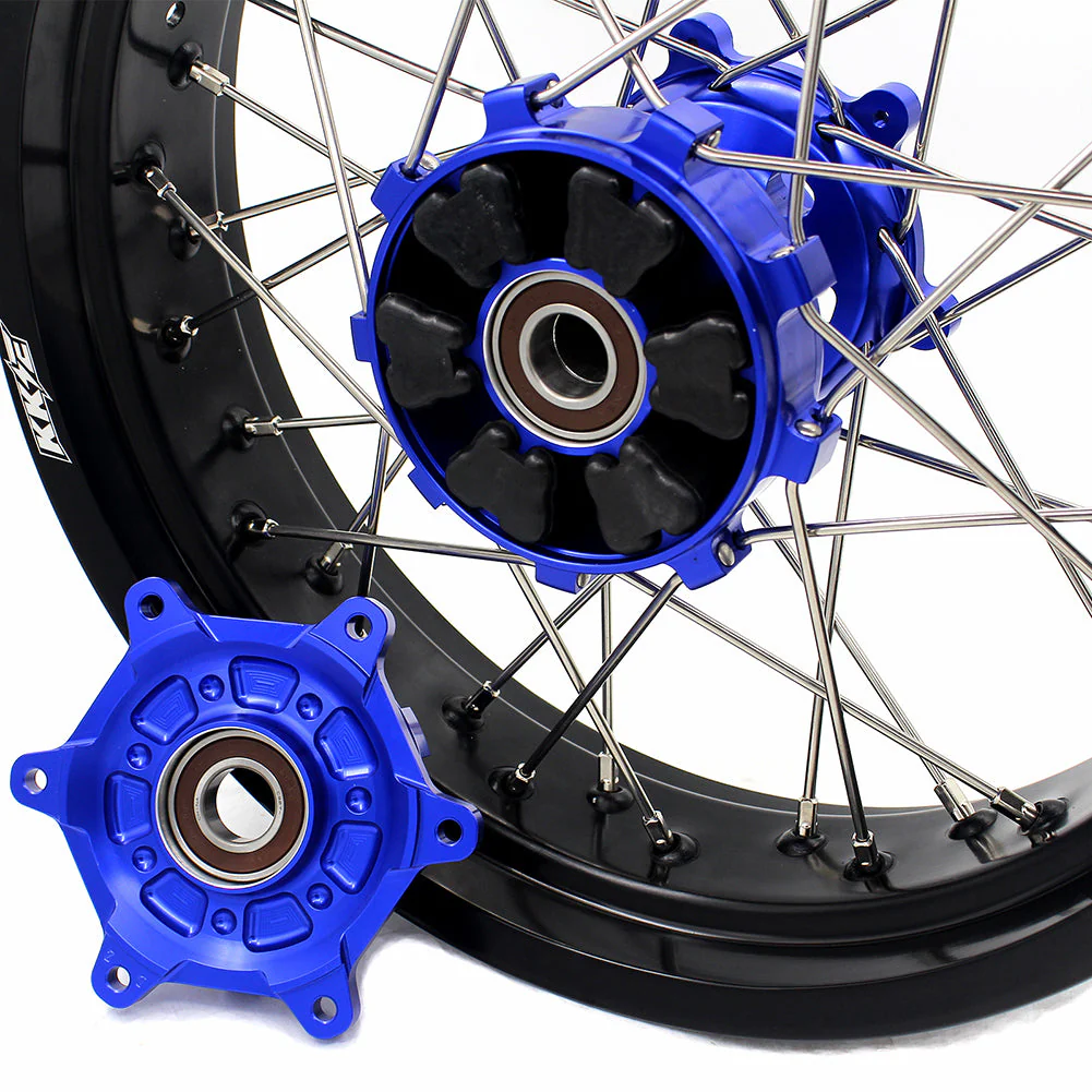 KKE 17 Inch CUSH Drive on Road Supermoto Wheels Rims For SUZUKI DRZ400SM 2005-2024 - Blue Hubs - Image 12