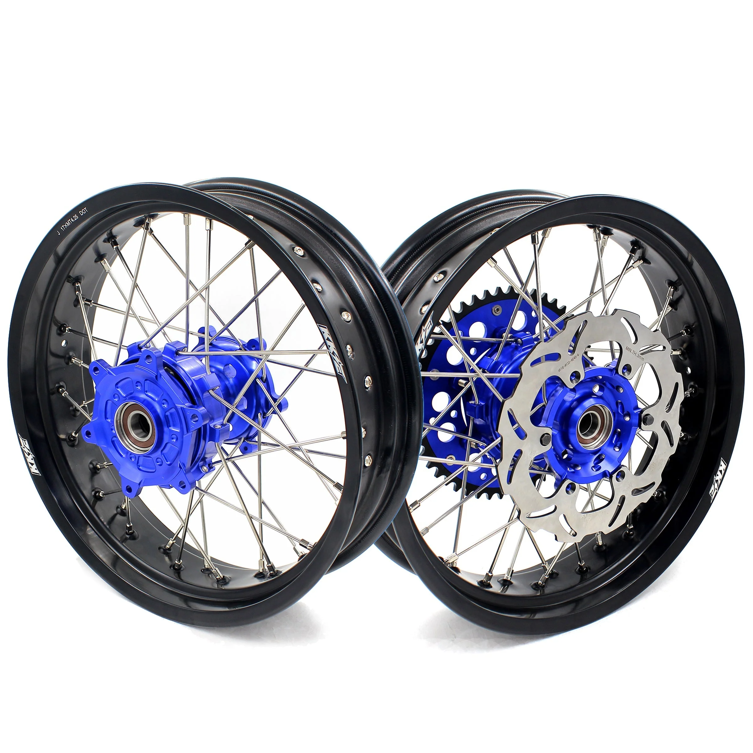 KKE 17 Inch CUSH Drive on Road Supermoto Wheels Rims For SUZUKI DRZ400SM 2005-2024 - Blue Hubs - Image 14