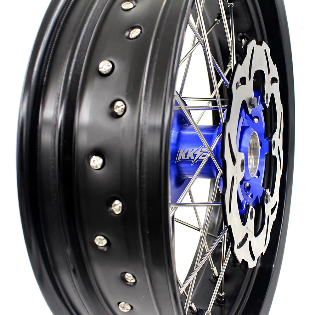 KKE 17 Inch CUSH Drive on Road Supermoto Wheels Rims For SUZUKI DRZ400SM 2005-2024 - Blue Hubs - Image 23