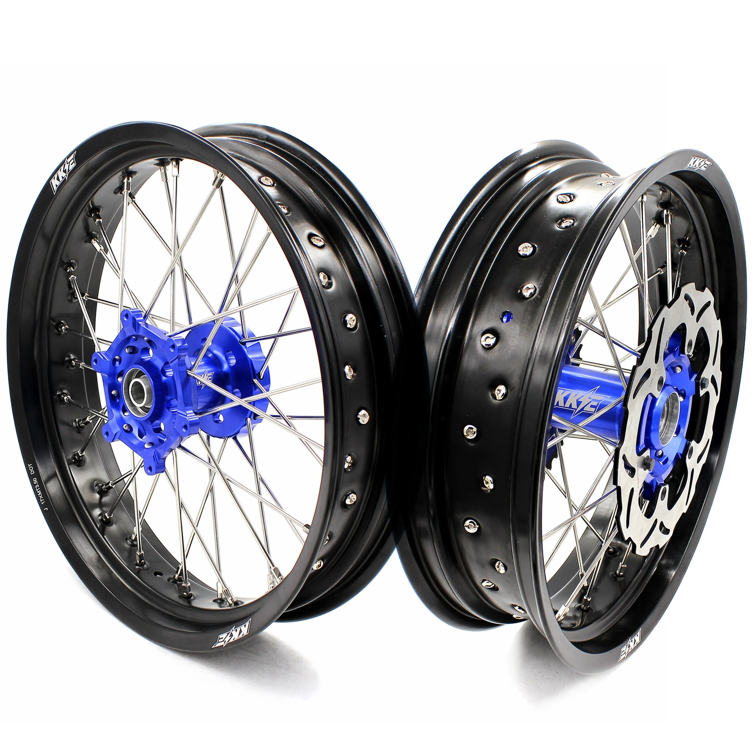 KKE 17 Inch CUSH Drive on Road Supermoto Wheels Rims For SUZUKI DRZ400SM 2005-2024 - Blue Hubs - Image 24