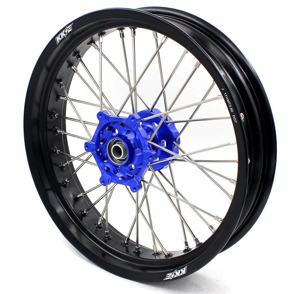 KKE 17 Inch CUSH Drive on Road Supermoto Wheels Rims For SUZUKI DRZ400SM 2005-2024 - Blue Hubs - Image 3