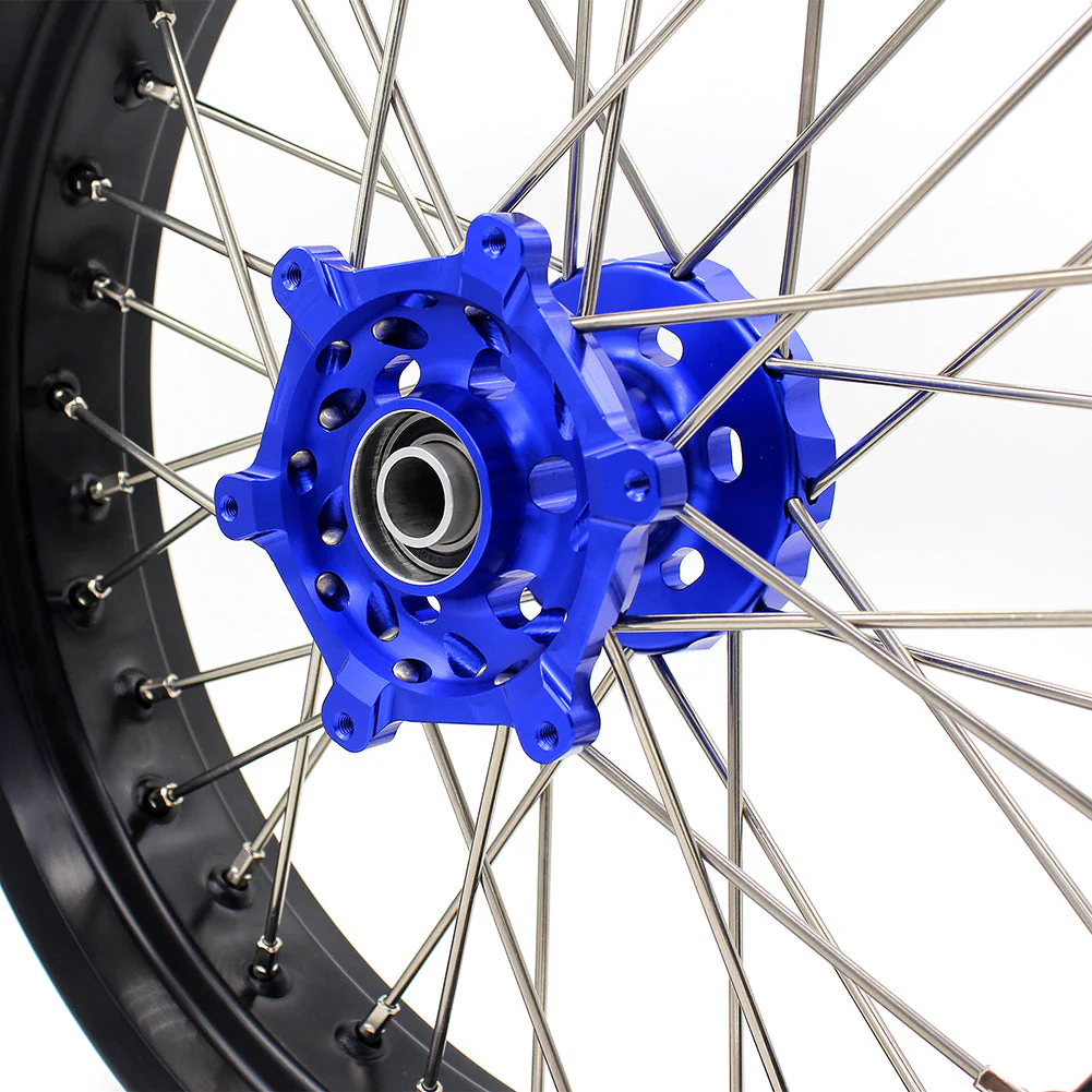 KKE 17 Inch CUSH Drive on Road Supermoto Wheels Rims For SUZUKI DRZ400SM 2005-2024 - Blue Hubs - Image 4