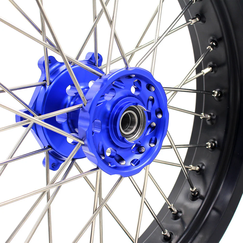 KKE 17 Inch CUSH Drive on Road Supermoto Wheels Rims For SUZUKI DRZ400SM 2005-2024 - Blue Hubs - Image 6