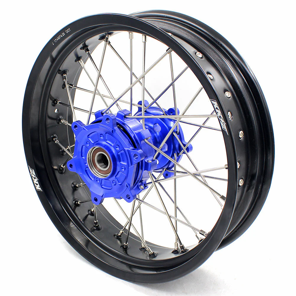 KKE 17 Inch CUSH Drive on Road Supermoto Wheels Rims For SUZUKI DRZ400SM 2005-2024 - Blue Hubs - Image 7