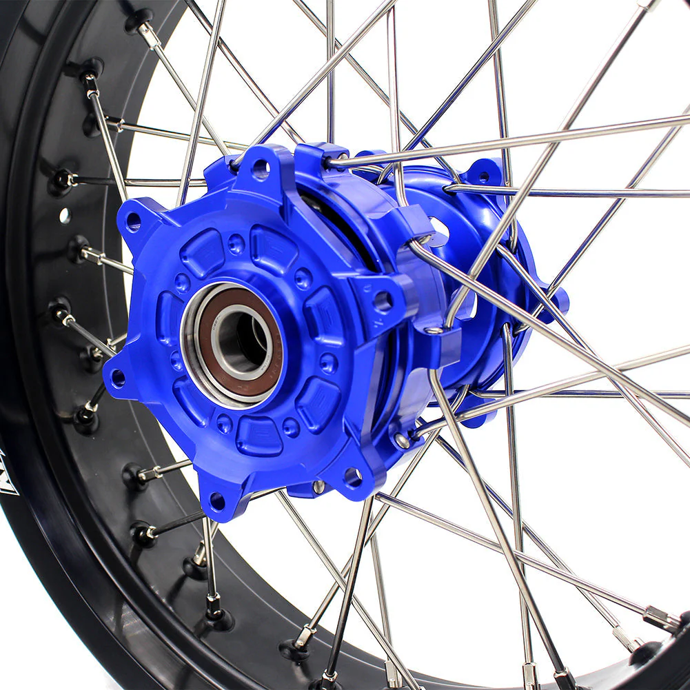 KKE 17 Inch CUSH Drive on Road Supermoto Wheels Rims For SUZUKI DRZ400SM 2005-2024 - Blue Hubs - Image 8