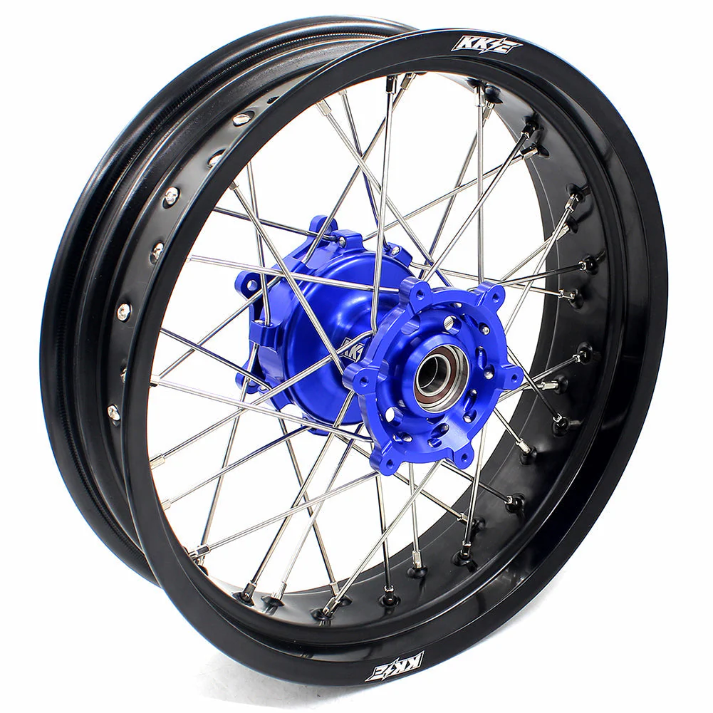 KKE 17 Inch CUSH Drive on Road Supermoto Wheels Rims For SUZUKI DRZ400SM 2005-2024 - Blue Hubs - Image 9