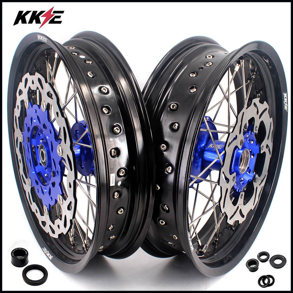 KKE 17 Inch Cush Drive Supermoto Wheels Fit Yamaha WR250F 2001-2019 WR450F 2003-2018 Blue - Image 14