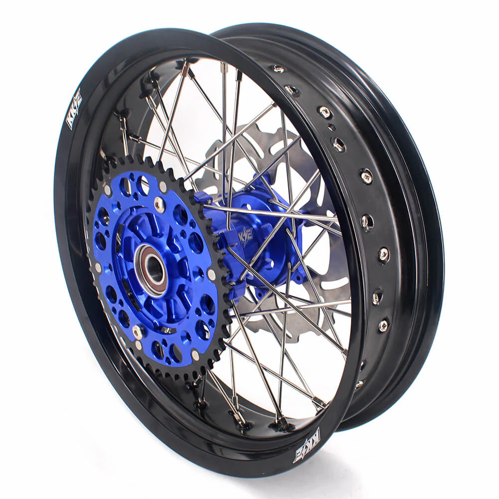 KKE 17 Inch Cush Drive Supermoto Wheels Fit Yamaha WR250F 2001-2019 WR450F 2003-2018 Blue - Image 18