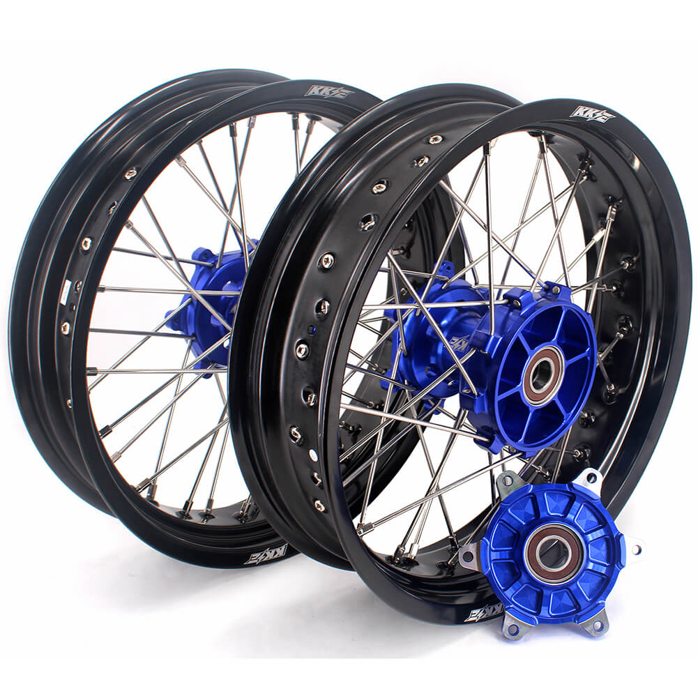KKE 17 Inch Cush Drive Supermoto Wheels Fit Yamaha WR250F 2001-2019 WR450F 2003-2018 Blue - Image 2
