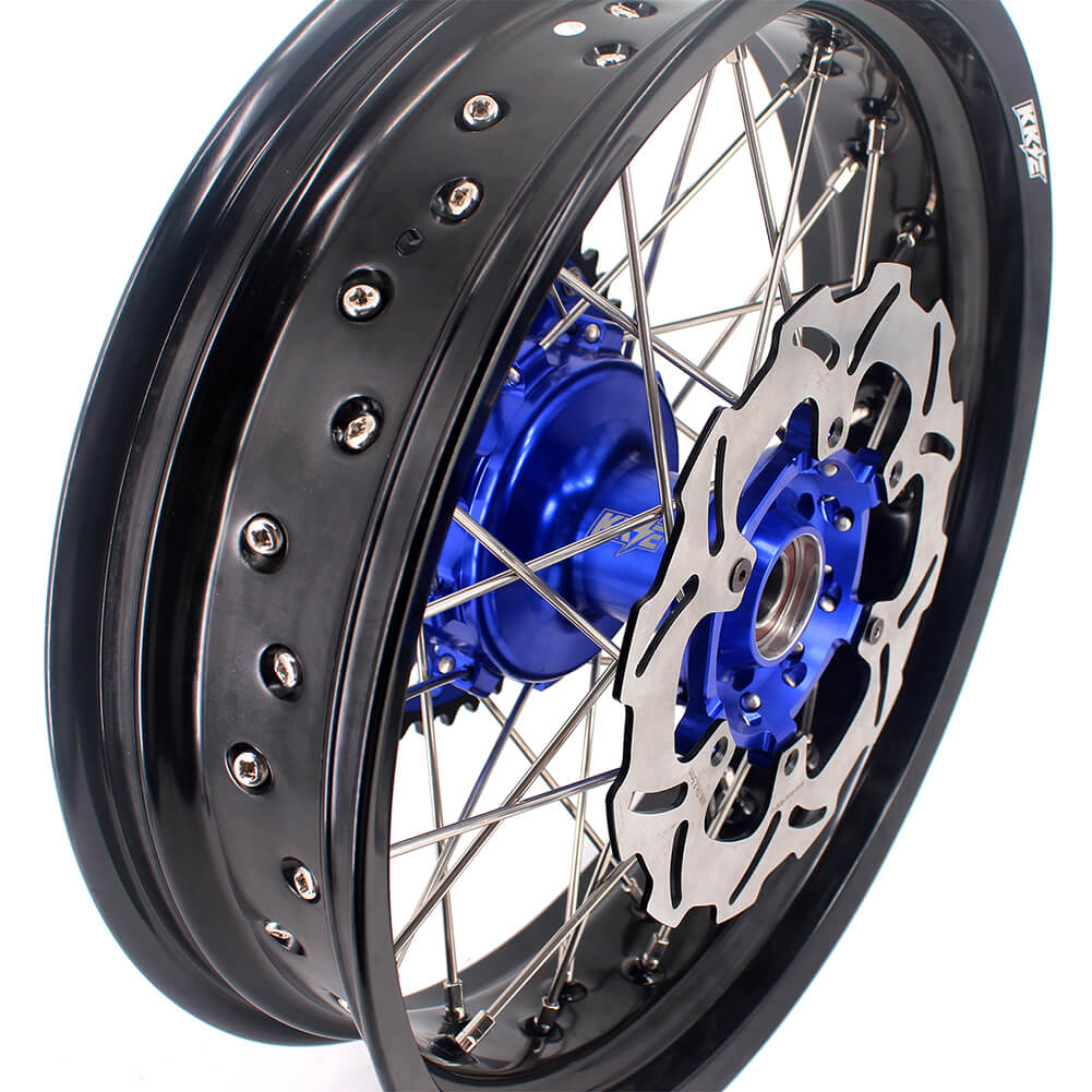 KKE 17 Inch Cush Drive Supermoto Wheels Fit Yamaha WR250F 2001-2019 WR450F 2003-2018 Blue - Image 20