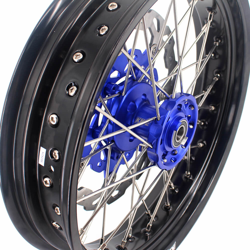 KKE 17 Inch Cush Drive Supermoto Wheels Fit Yamaha WR250F 2001-2019 WR450F 2003-2018 Blue - Image 25