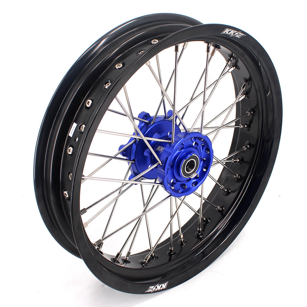 KKE 17 Inch Cush Drive Supermoto Wheels Fit Yamaha WR250F 2001-2019 WR450F 2003-2018 Blue - Image 3