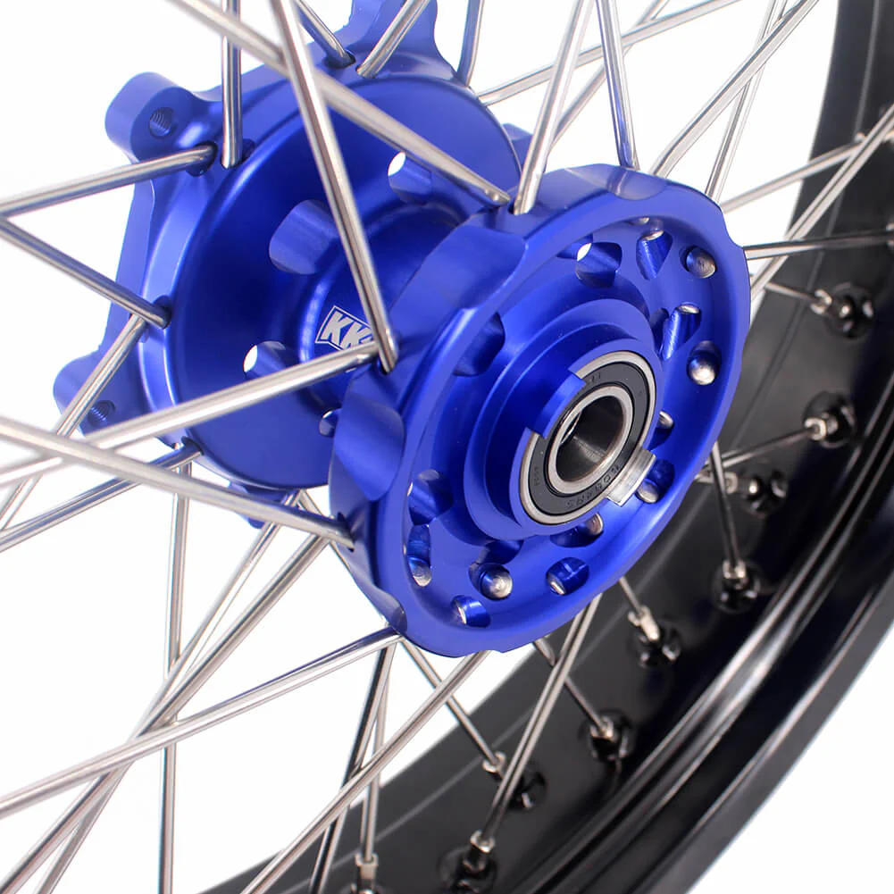KKE 17 Inch Cush Drive Supermoto Wheels Fit Yamaha WR250F 2001-2019 WR450F 2003-2018 Blue - Image 4
