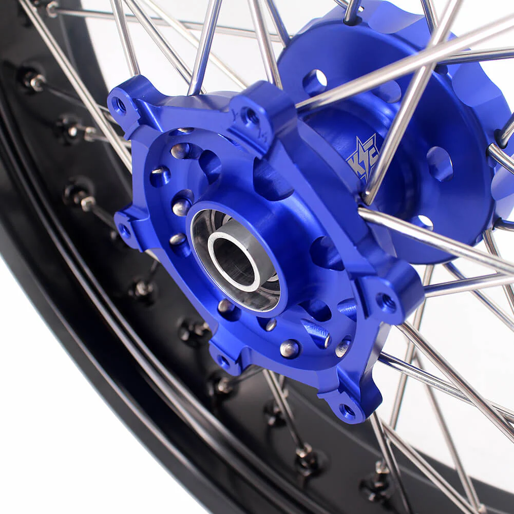 KKE 17 Inch Cush Drive Supermoto Wheels Fit Yamaha WR250F 2001-2019 WR450F 2003-2018 Blue - Image 6