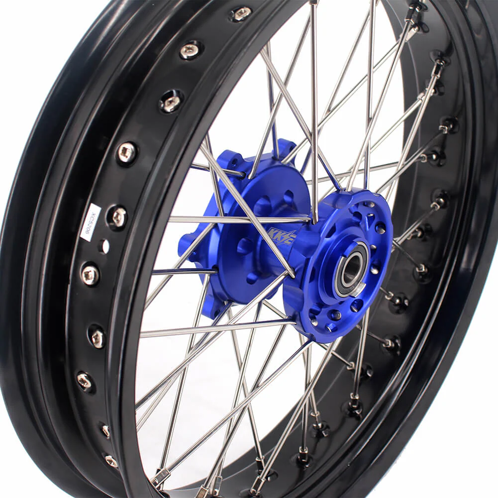 KKE 17 Inch Cush Drive Supermoto Wheels Fit Yamaha WR250F 2001-2019 WR450F 2003-2018 Blue - Image 7