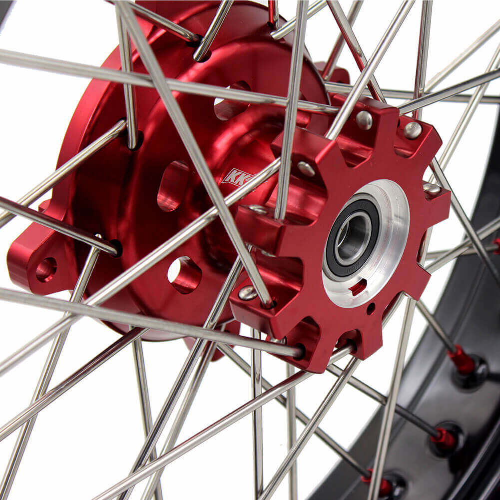 KKE 17 Inch OEM Size Supermoto Wheels for Honda XR650L 1993-2024 Red Nipple - Image 11
