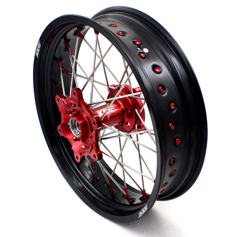 KKE 17 Inch OEM Size Supermoto Wheels for Honda XR650L 1993-2024 Red Nipple - Image 3
