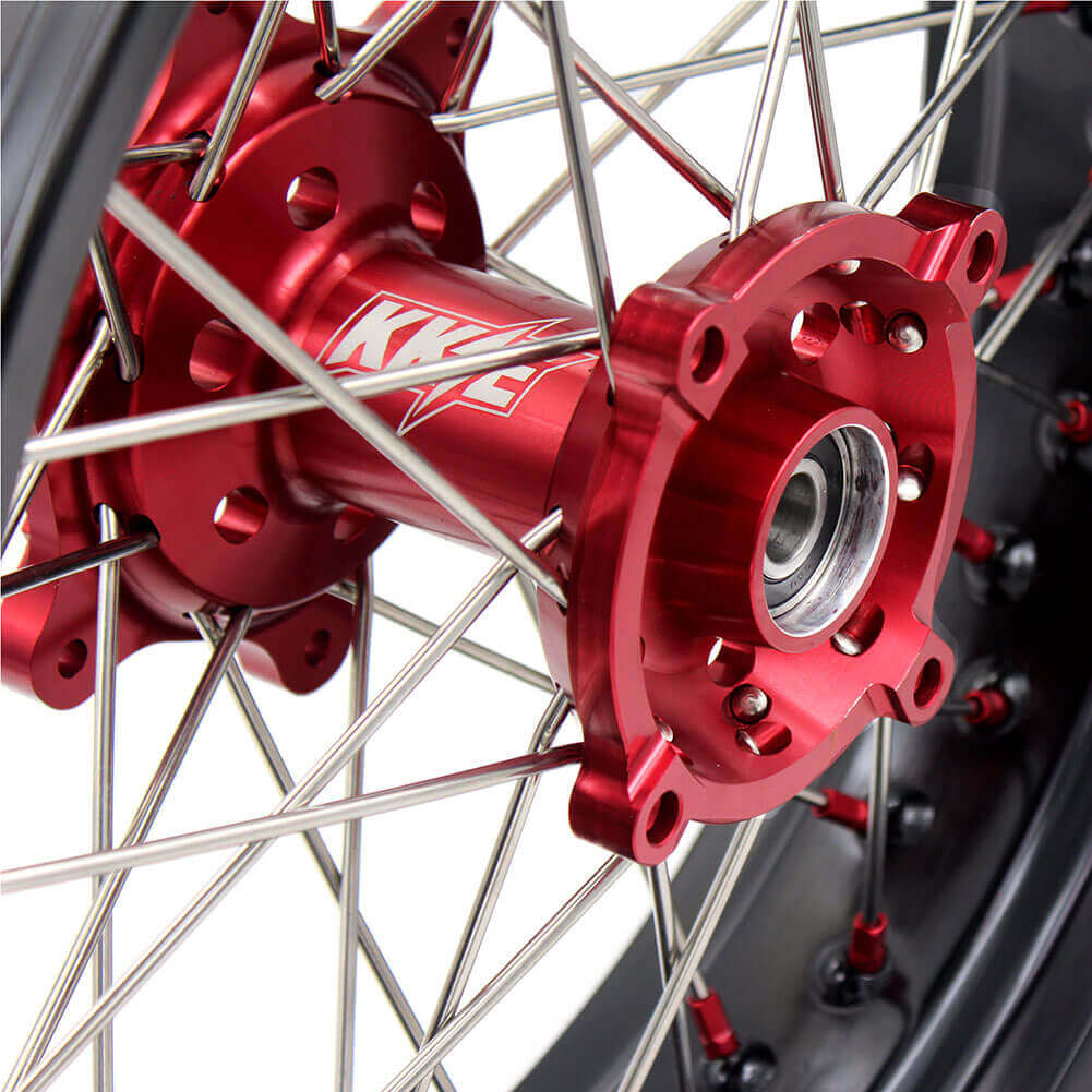 KKE 17 Inch OEM Size Supermoto Wheels for Honda XR650L 1993-2024 Red Nipple - Image 6