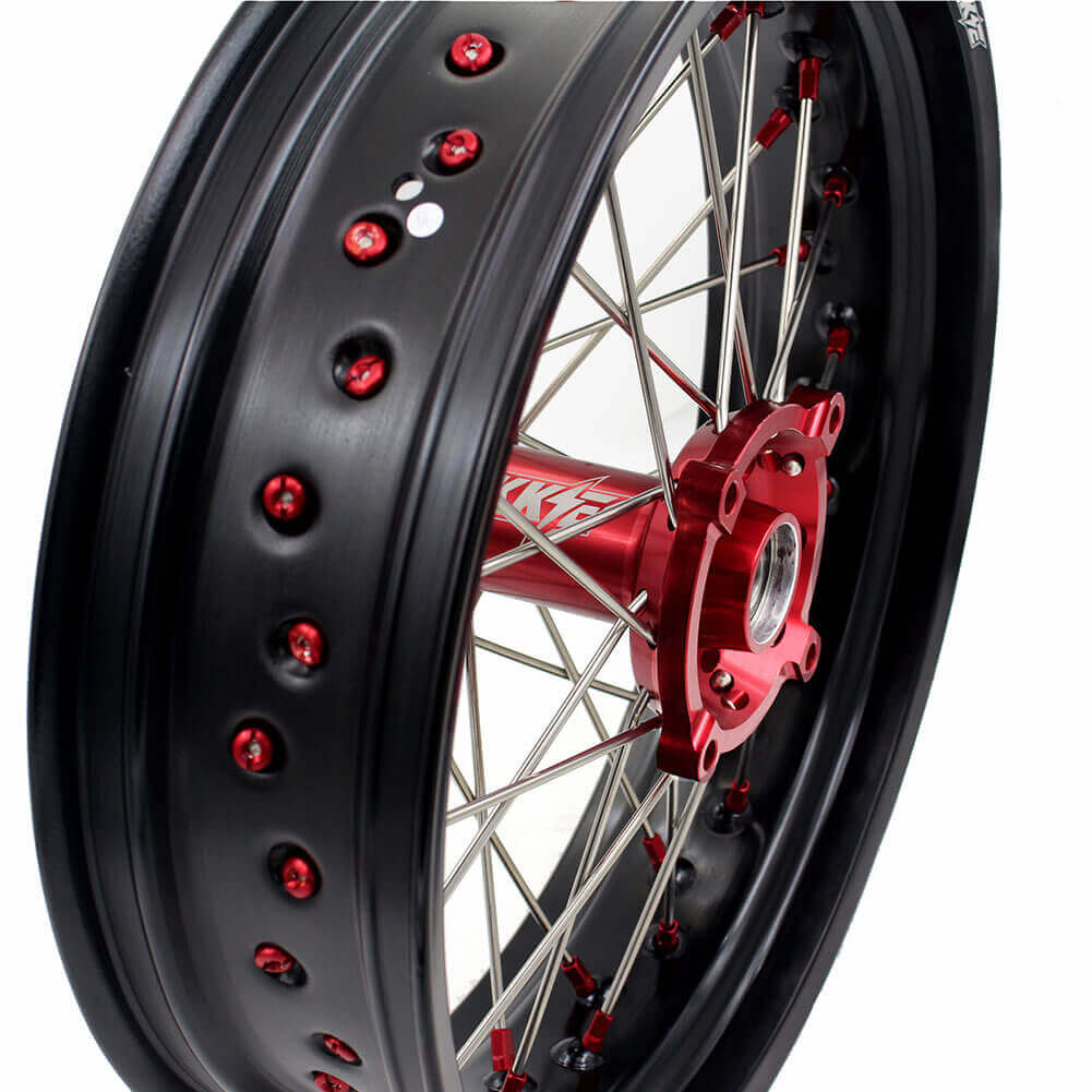 KKE 17 Inch OEM Size Supermoto Wheels for Honda XR650L 1993-2024 Red Nipple - Image 7