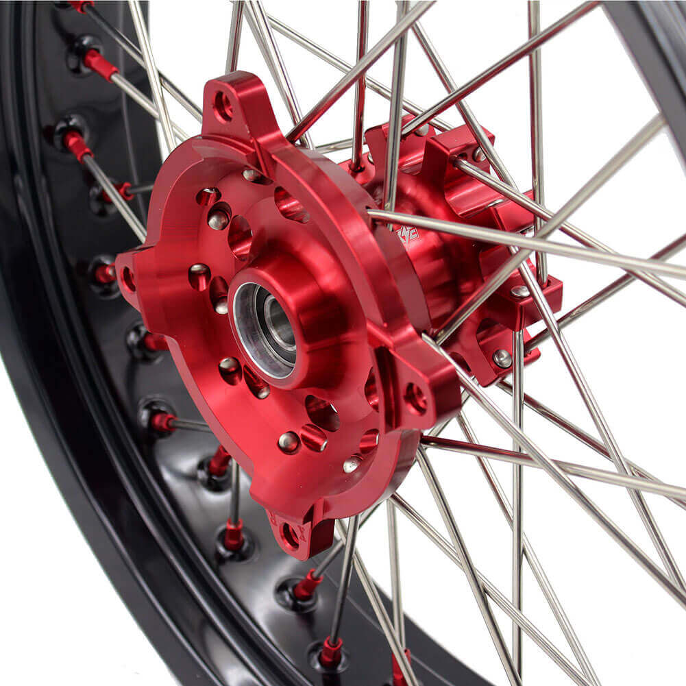 KKE 17 Inch OEM Size Supermoto Wheels for Honda XR650L 1993-2024 Red Nipple - Image 9