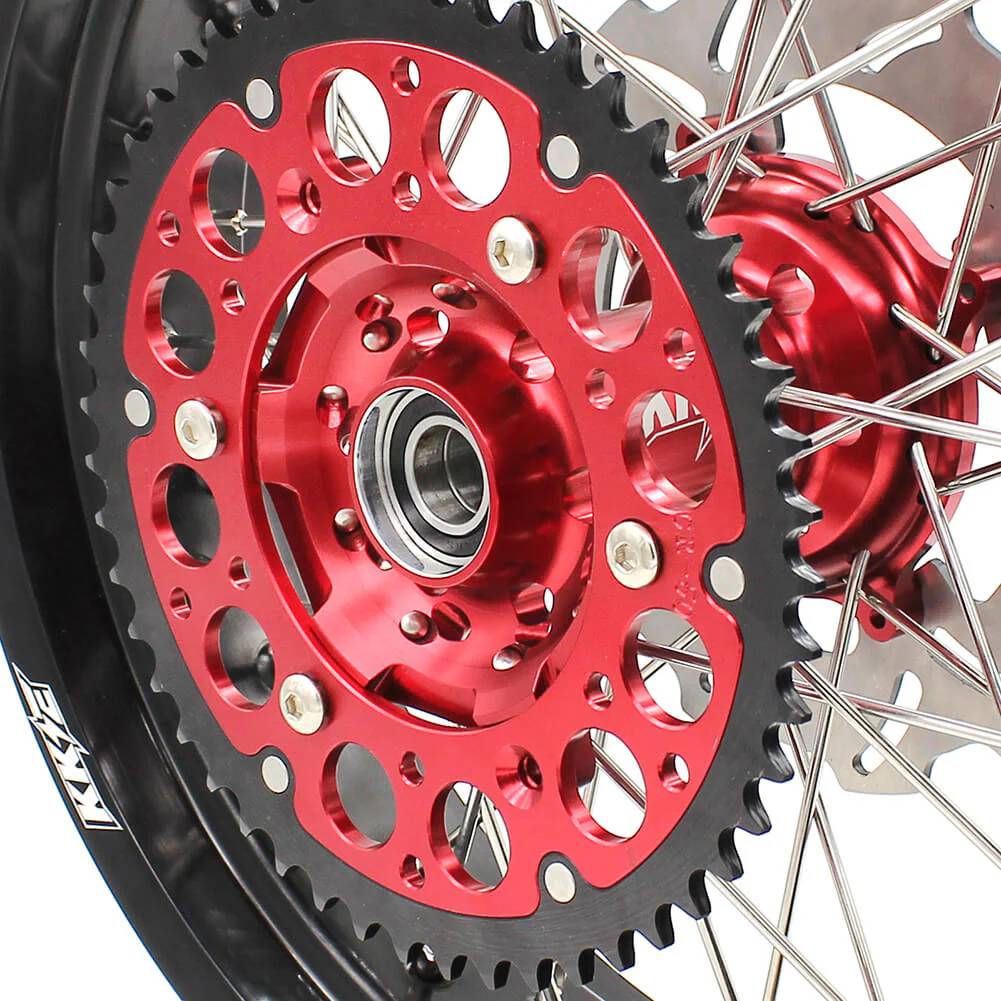 KKE 17 inch Supermoto Wheels Rims for HONDA XR650L 1993-2024 Red Hub Discs - Image 10
