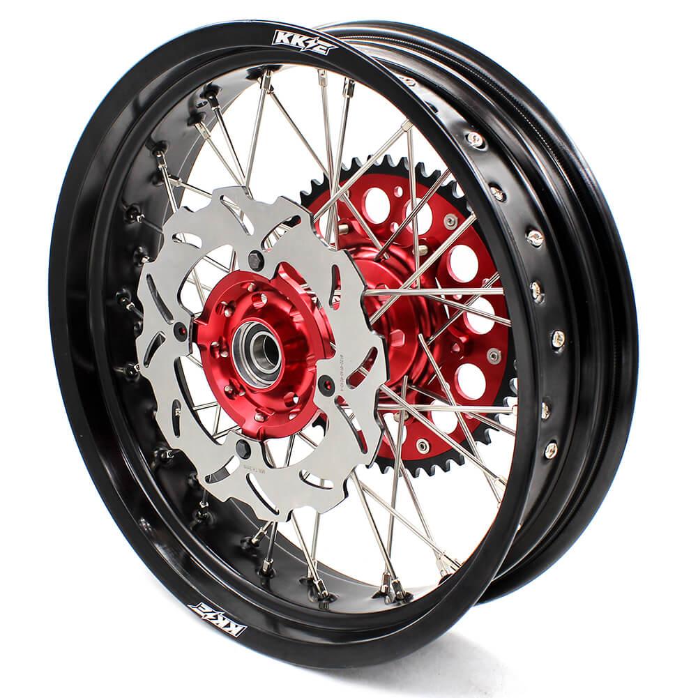 KKE 17 inch Supermoto Wheels Rims for HONDA XR650L 1993-2024 Red Hub Discs - Image 11