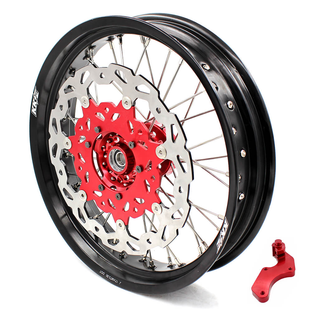 KKE 17 inch Supermoto Wheels Rims for HONDA XR650L 1993-2024 Red Hub Discs - Image 4