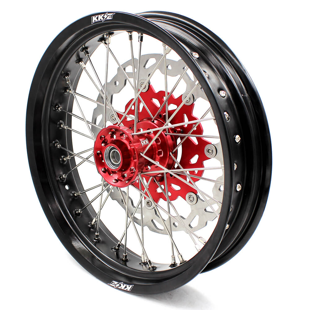 KKE 17 inch Supermoto Wheels Rims for HONDA XR650L 1993-2024 Red Hub Discs - Image 6