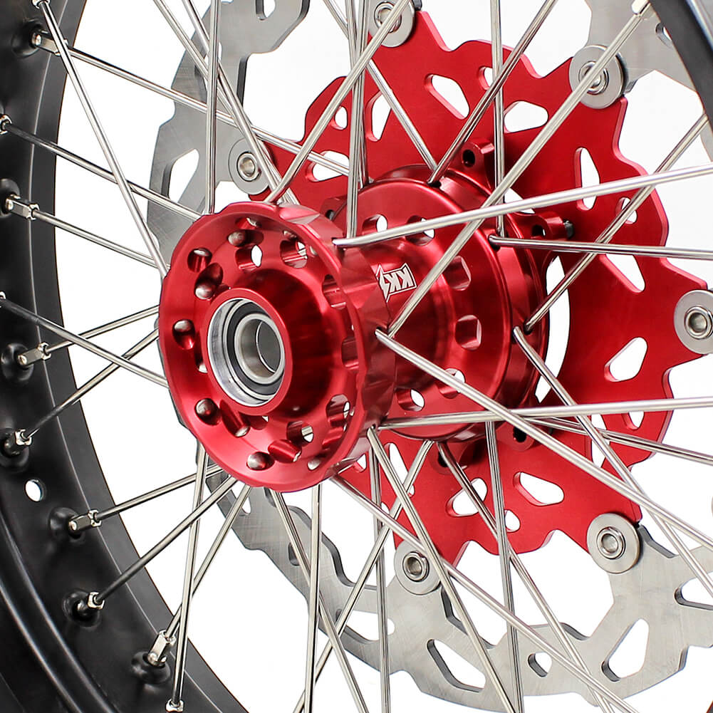 KKE 17 inch Supermoto Wheels Rims for HONDA XR650L 1993-2024 Red Hub Discs - Image 7