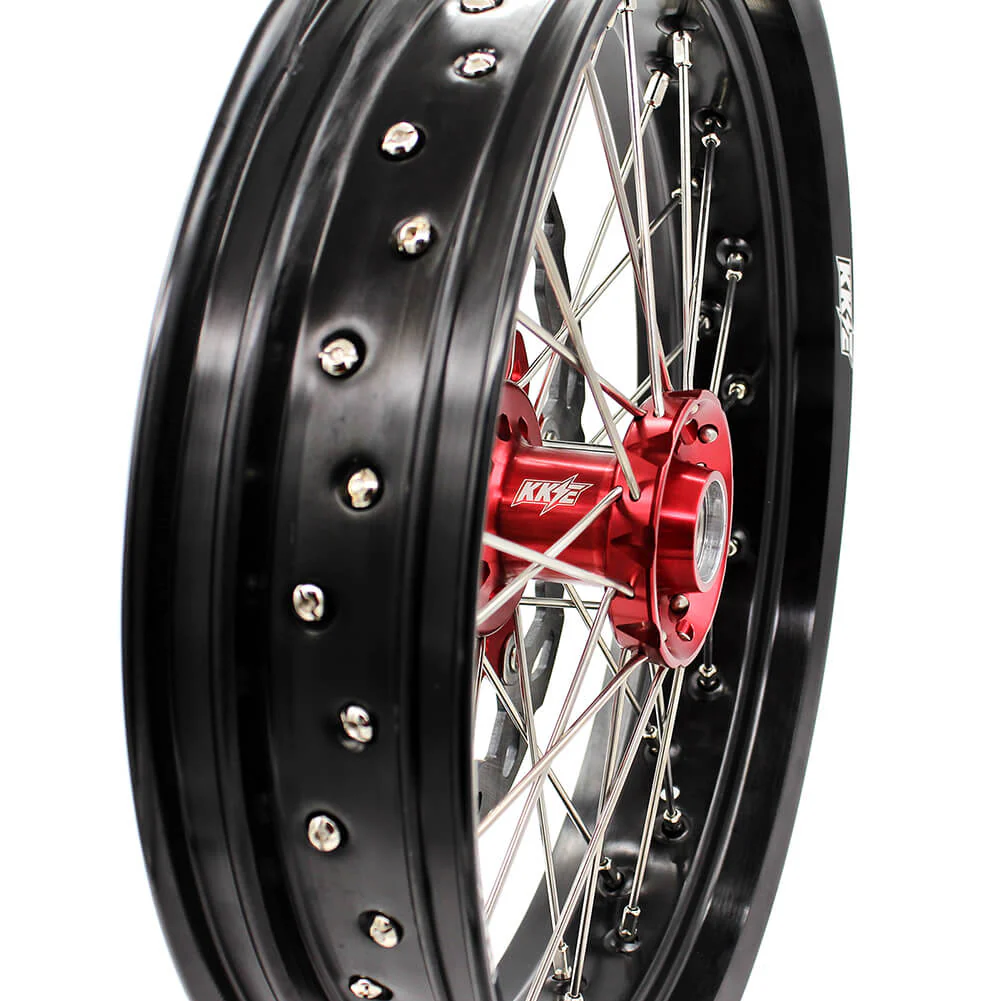 KKE 17 inch Supermoto Wheels Rims for HONDA XR650L 1993-2024 Red Hub Discs - Image 8