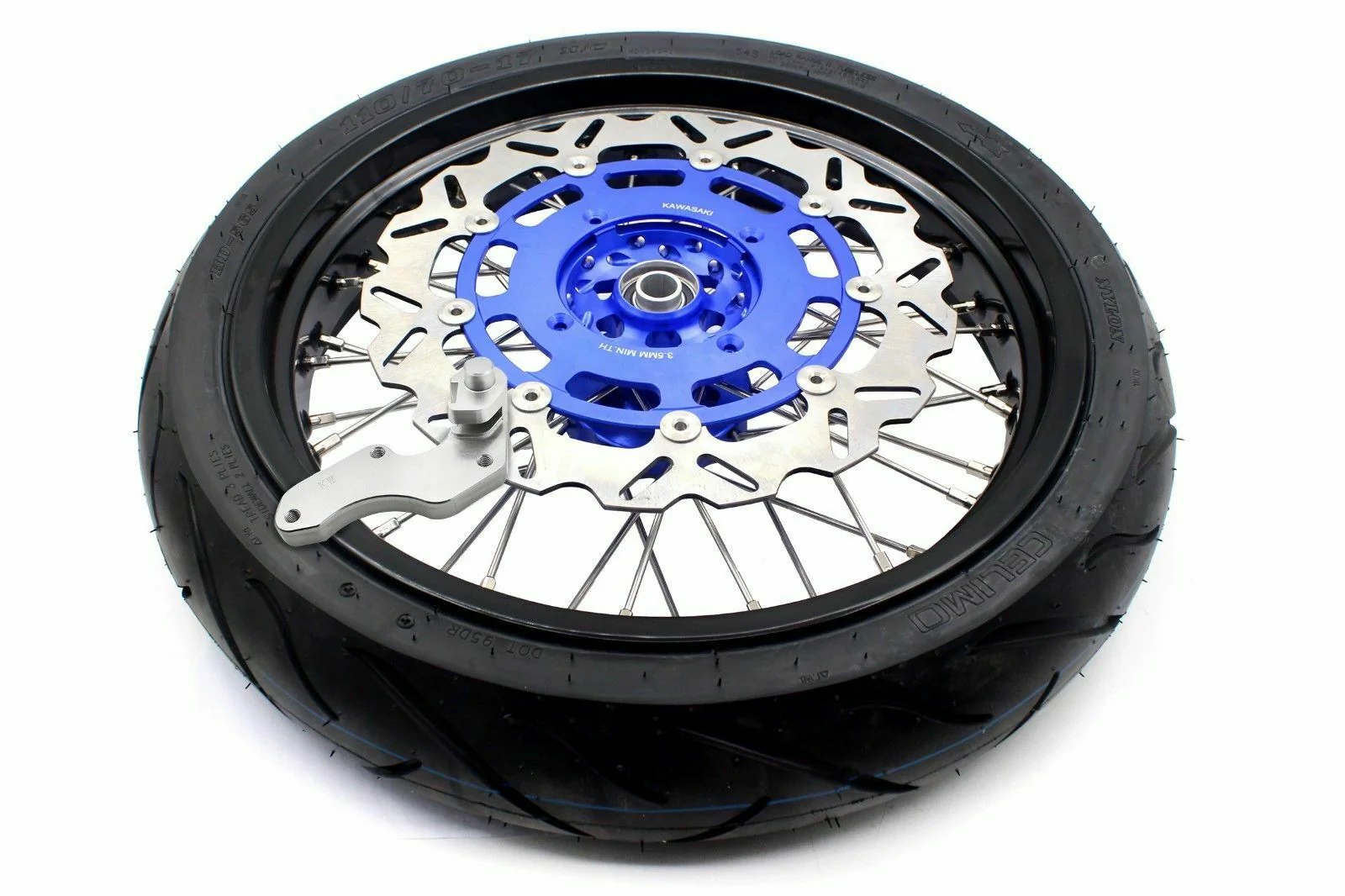KKE 17inch Supermoto Rims with CST Tires for KAWASAKI   KX250F 2020 | KX450F 2019-2021 | KX450 2019-2023 For - Blue Hubs - Image 7