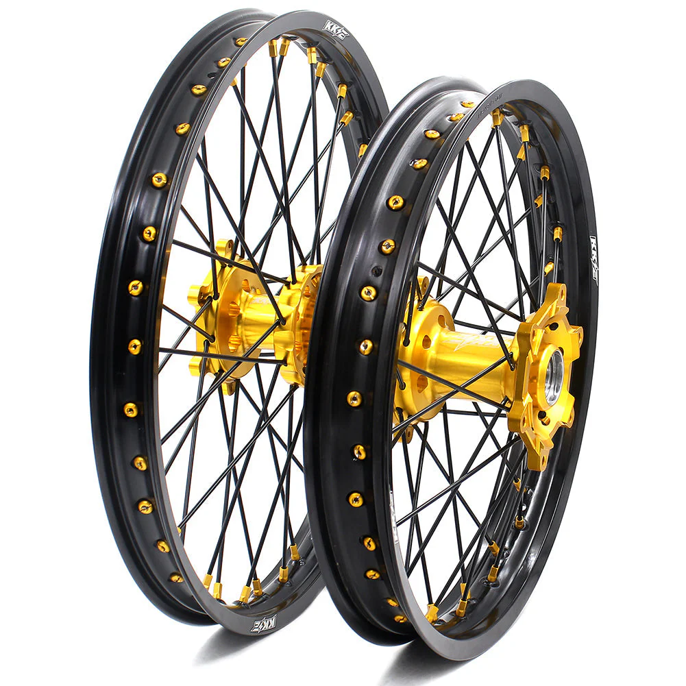 KKE 21/18 Enduro Off Road Wheels For SUZUKI DRZ400SM 2005-2024 Gold Nipples - Image 3