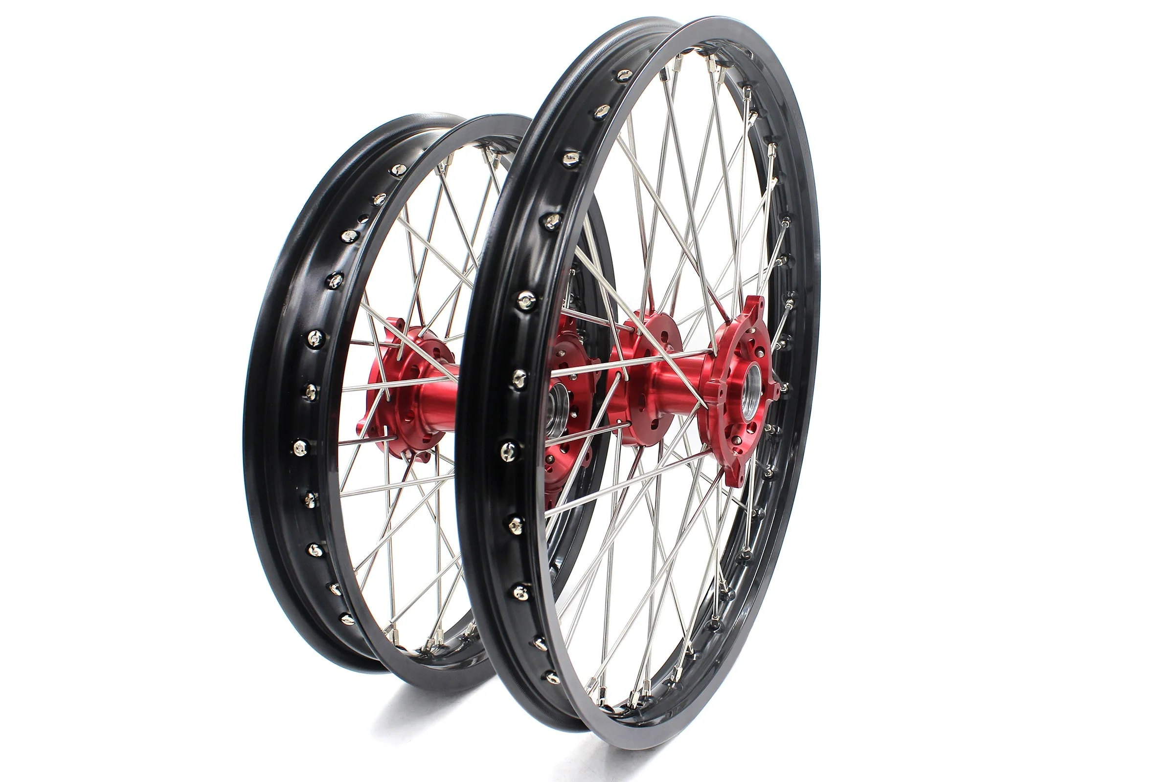KKE 21 & 18 Enduro Wheels Rims for Husqvarna TE TC FE FC SMR TXC  2000-2013 Red Hubs - Image 3