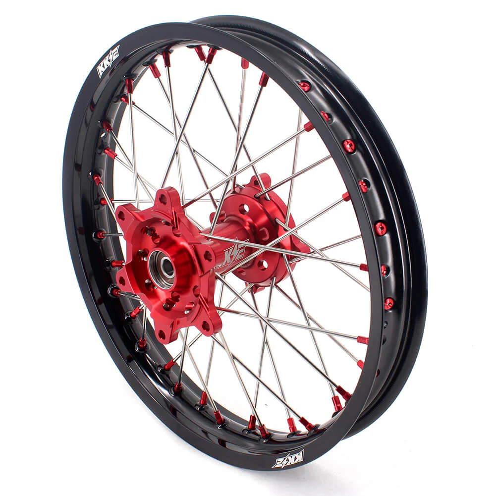 KKE 21" 18" OEM Size Motorcycle Alloy Wheels Rims Compatible with HONDA XR650L 1993-2024 Red Nipples - Image 11