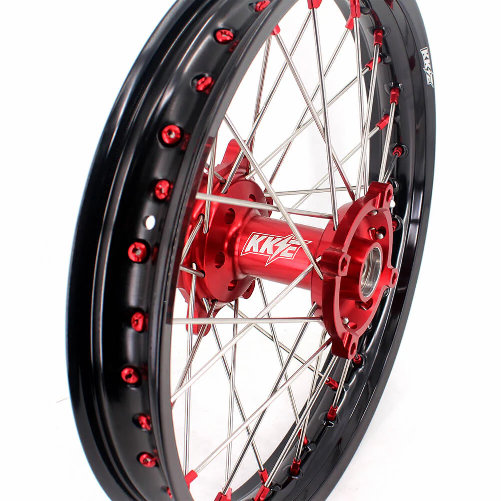 KKE 21" 18" OEM Size Motorcycle Alloy Wheels Rims Compatible with HONDA XR650L 1993-2024 Red Nipples - Image 13