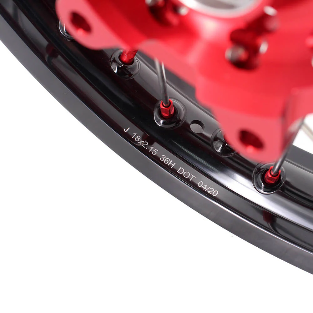 KKE 21" 18" OEM Size Motorcycle Alloy Wheels Rims Compatible with HONDA XR650L 1993-2024 Red Nipples - Image 14