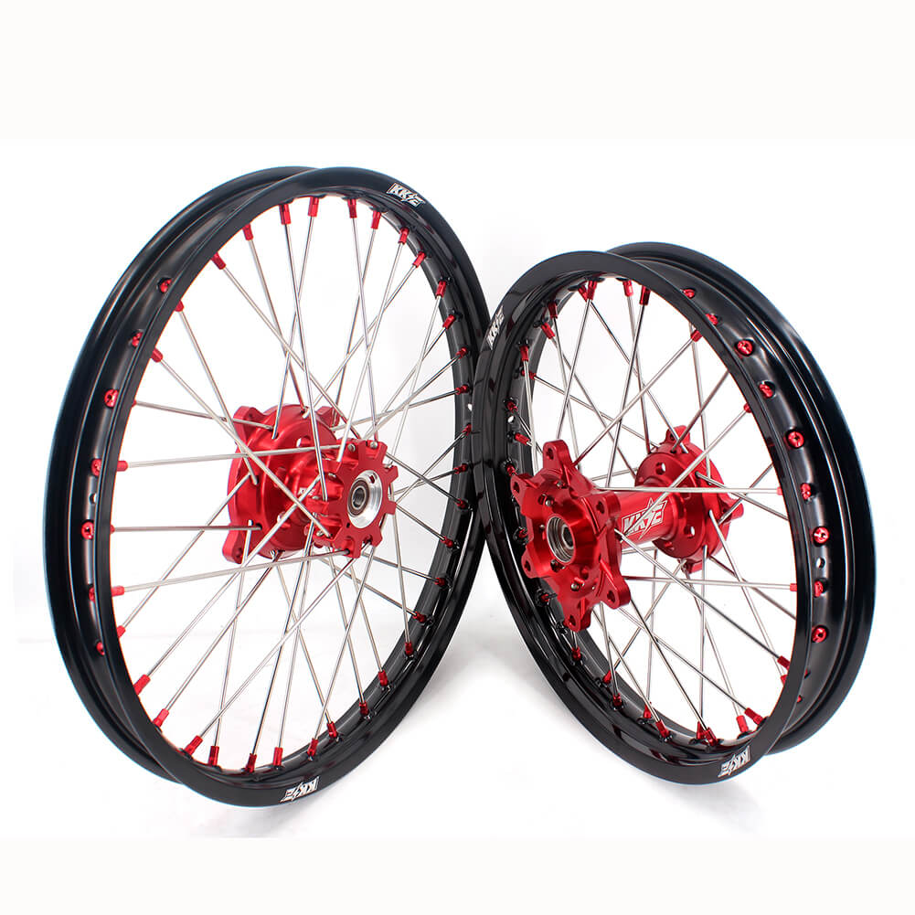 KKE 21" 18" OEM Size Motorcycle Alloy Wheels Rims Compatible with HONDA XR650L 1993-2024 Red Nipples - Image 2