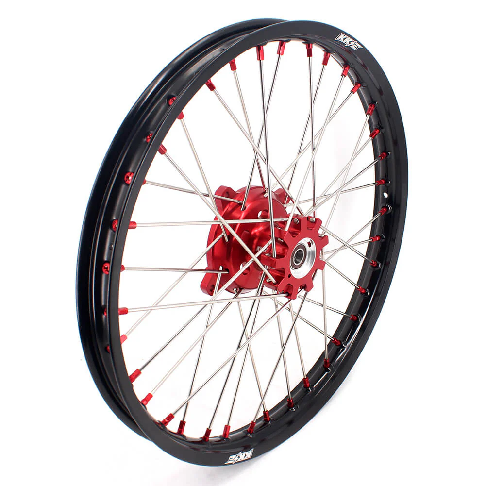 KKE 21" 18" OEM Size Motorcycle Alloy Wheels Rims Compatible with HONDA XR650L 1993-2024 Red Nipples - Image 3