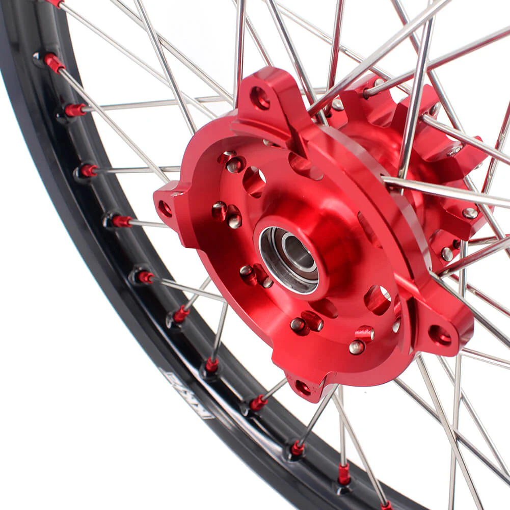 KKE 21" 18" OEM Size Motorcycle Alloy Wheels Rims Compatible with HONDA XR650L 1993-2024 Red Nipples - Image 7