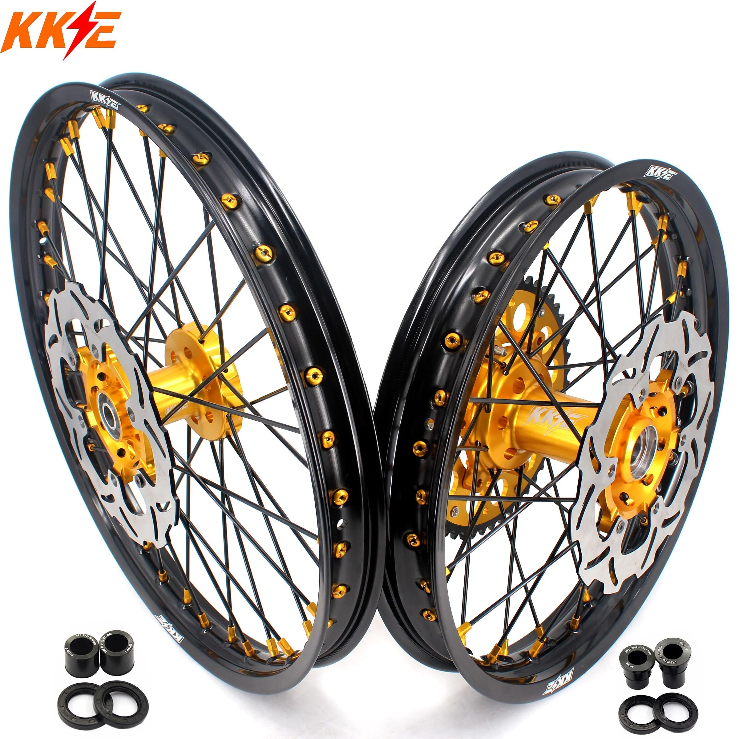 KKE 21 & 18 Off Road Rims For SUZUKI DRZ400 DRZ400E DRZ400S Gold - Image 13