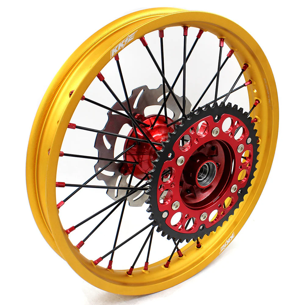 KKE 21 & 19 Cast Red Hubs Billet Gold Rims for Honda XR400R 96-04 XR600R 91-2000 Red&Gold - Image 5