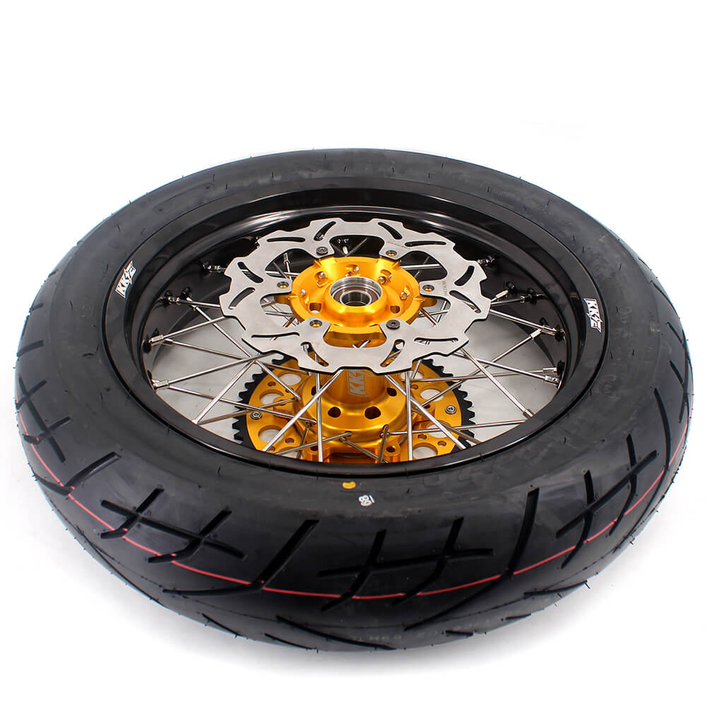 KKE 3.5/4.25*17" Supermoto Wheels For SUZUKI DRZ400SM 2005-2024 with CST Tires - Gold Hub - Image 10