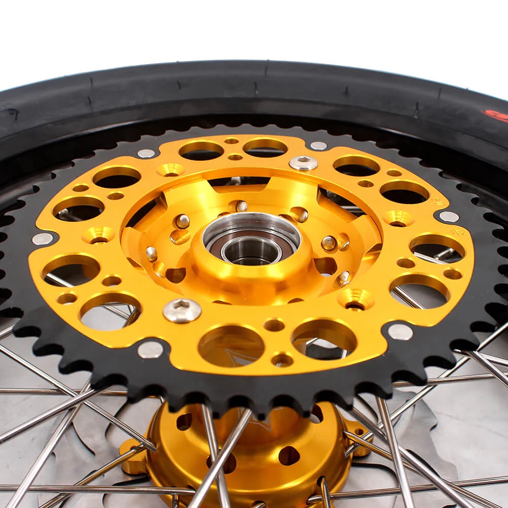 KKE 3.5/4.25*17" Supermoto Wheels For SUZUKI DRZ400SM 2005-2024 with CST Tires - Gold Hub - Image 14