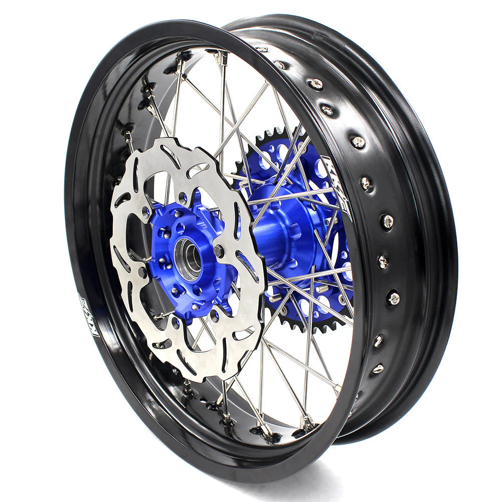 KKE 3.5/4.25*17inch For KAWASAKI KX125/KX250 2006-2007 | KX250F KX450F 2006-2018 Supermoto Rims With  Blue Disc & Sprocket - Image 5