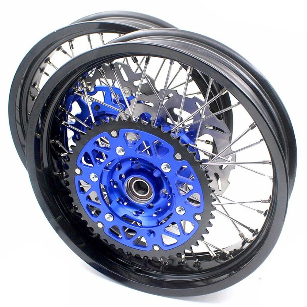 KKE 3.5/4.25*17inch For KAWASAKI KX125/KX250 2006-2007 | KX250F KX450F 2006-2018 Supermoto Rims With  Blue Disc & Sprocket - Image 7