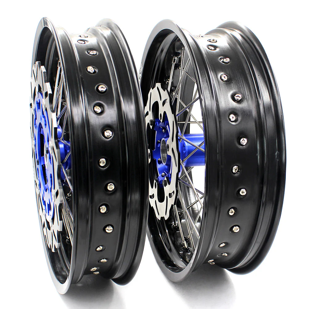 KKE 3.5/4.25*17inch For KAWASAKI KX125/KX250 2006-2007 | KX250F KX450F 2006-2018 Supermoto Rims With  Blue Disc & Sprocket - Image 8
