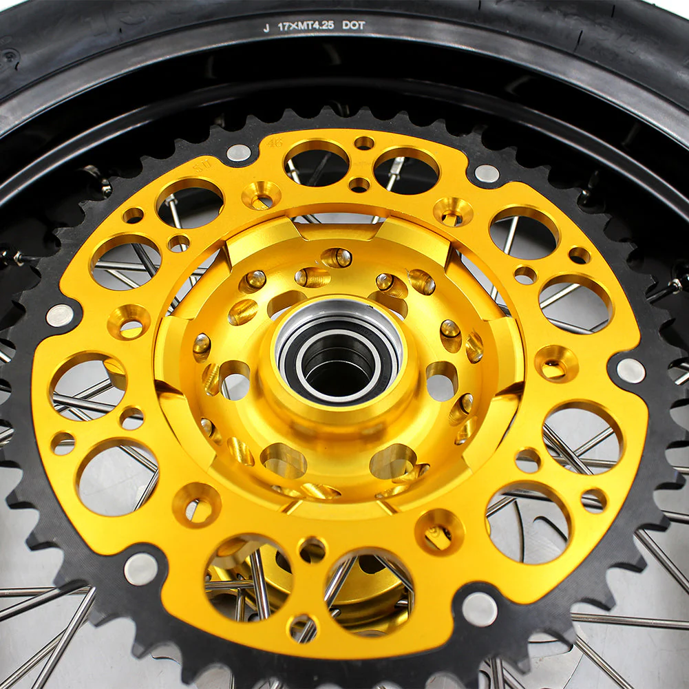 KKE 3.5 & 4.25*17inch Supermoto Rims Tires for SUZUKI RMZ250 2007-2024 RMZ450 2005-2024 Gold - Image 8