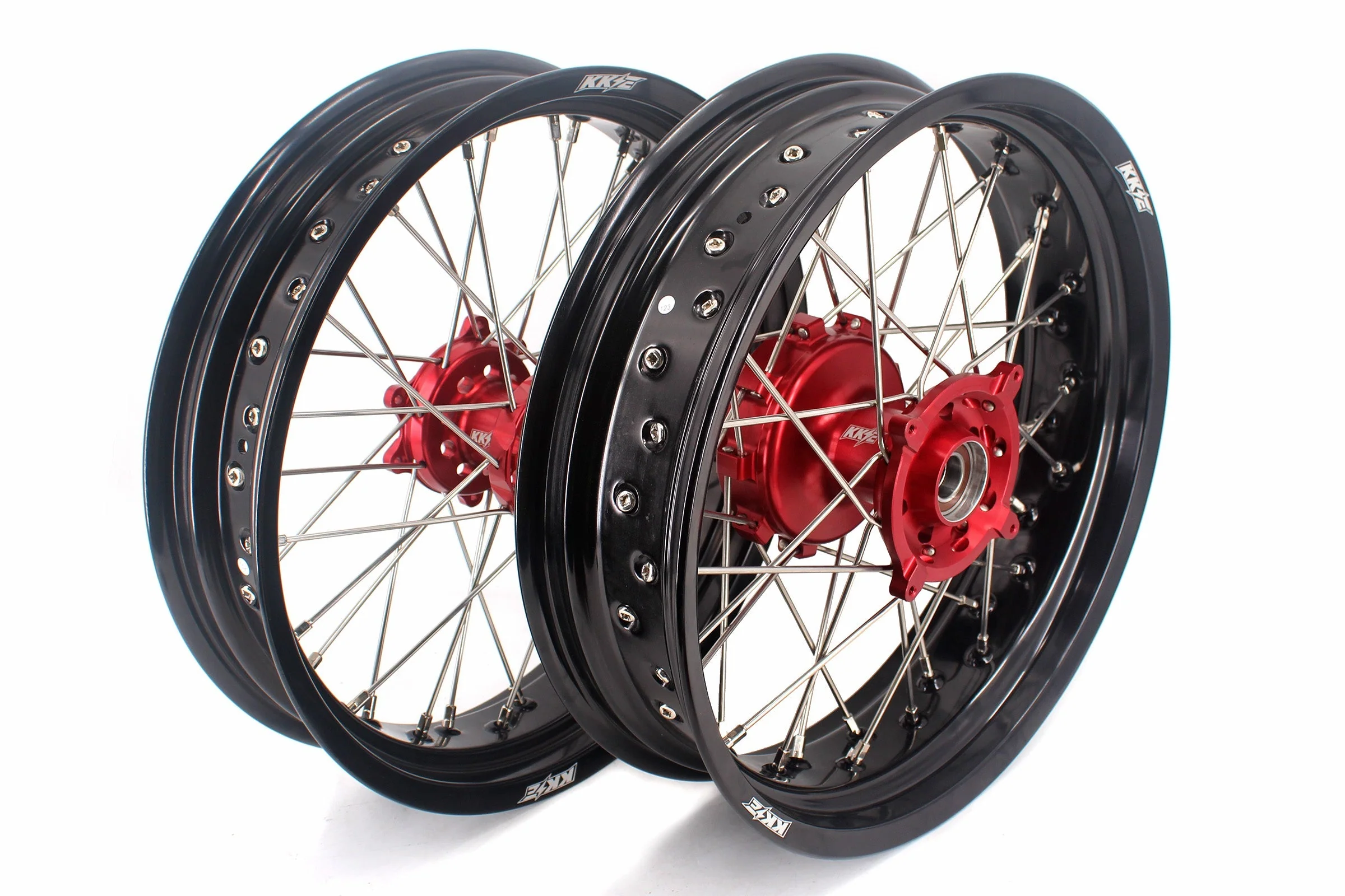 KKE 3.5 & 4.25 Cush Drive Supermoto Rims for HONDA CRF250R/450R 2002-2012 Red&Black - Image 2