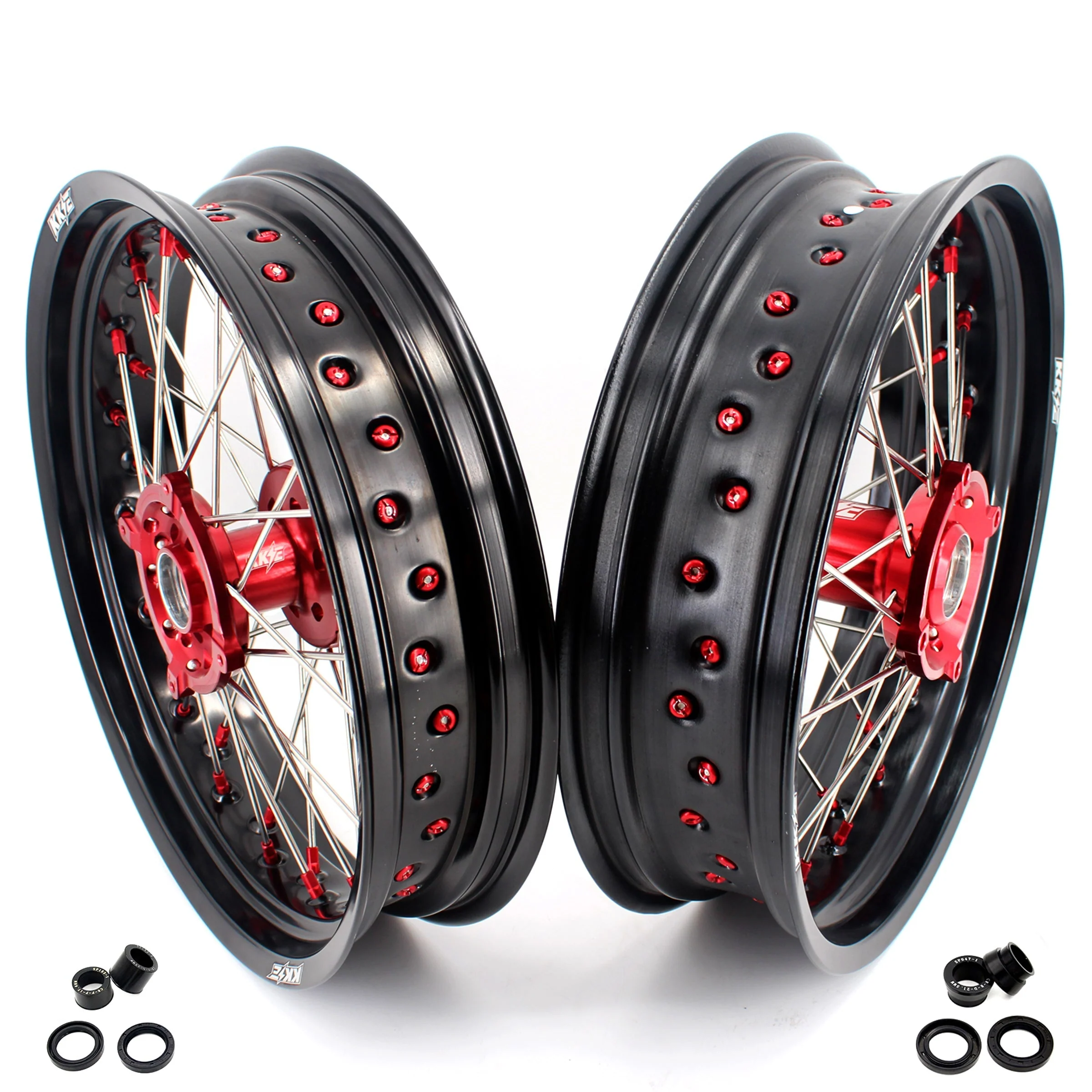 KKE 3.5 & 4.25 Supermoto Wheels Fit Husqvarna TE TC FE FC SMR 2000-2013 Red - Image 2