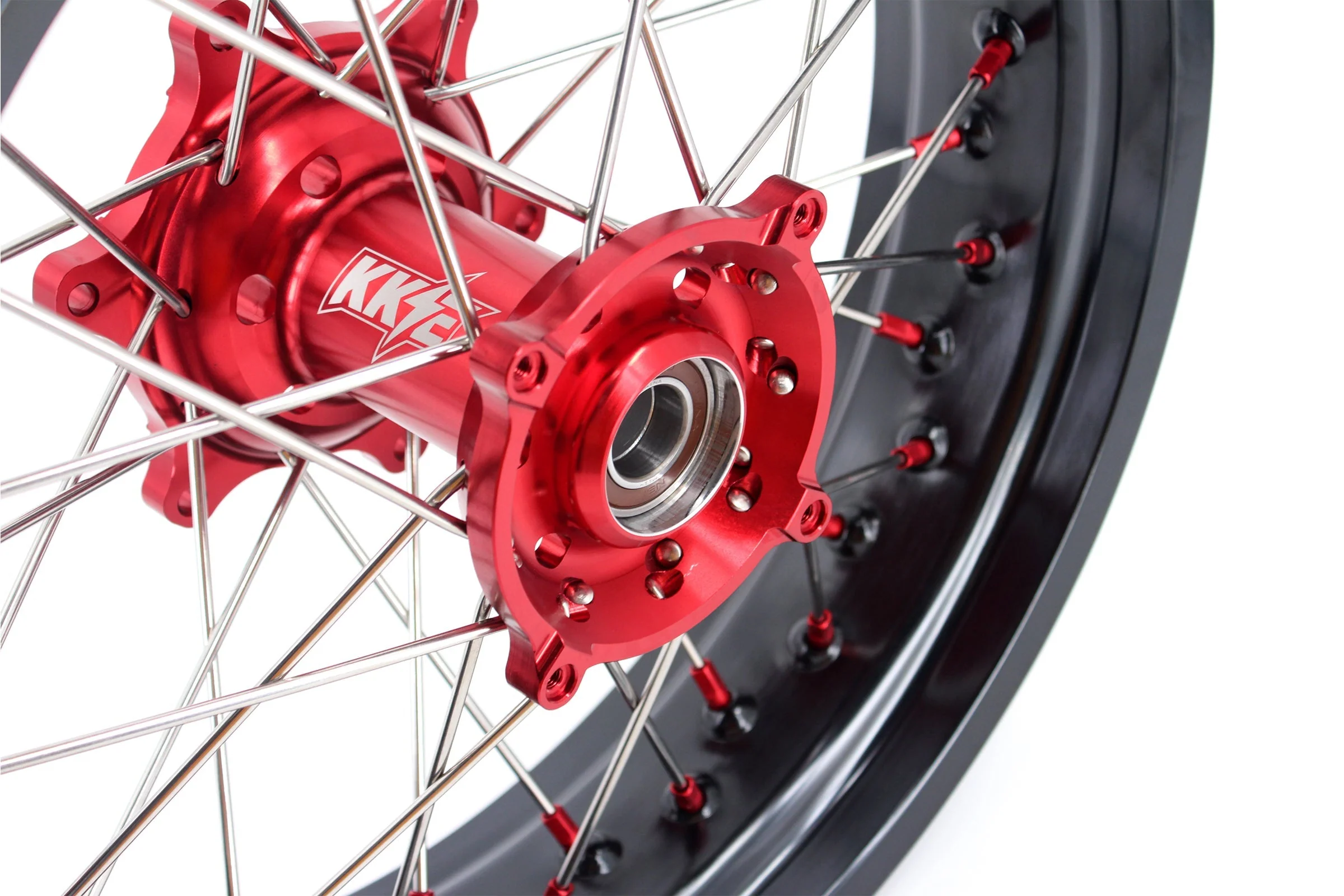 KKE 3.5 & 4.25 Supermoto Wheels Fit Husqvarna TE TC FE FC SMR 2000-2013 Red - Image 5